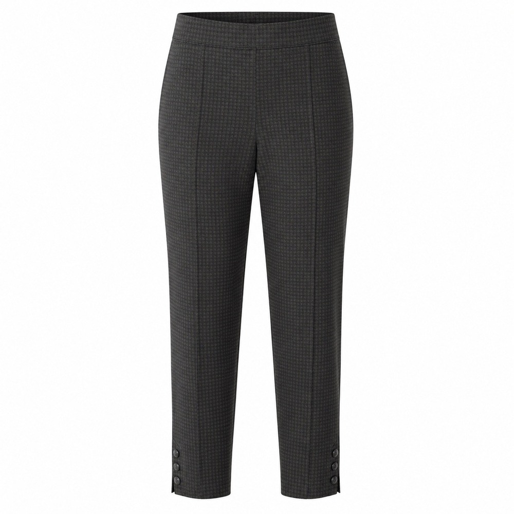 Talbots Skinny Ankleโ Pants Black Brown Gingham Size LP Button Detail Stretch